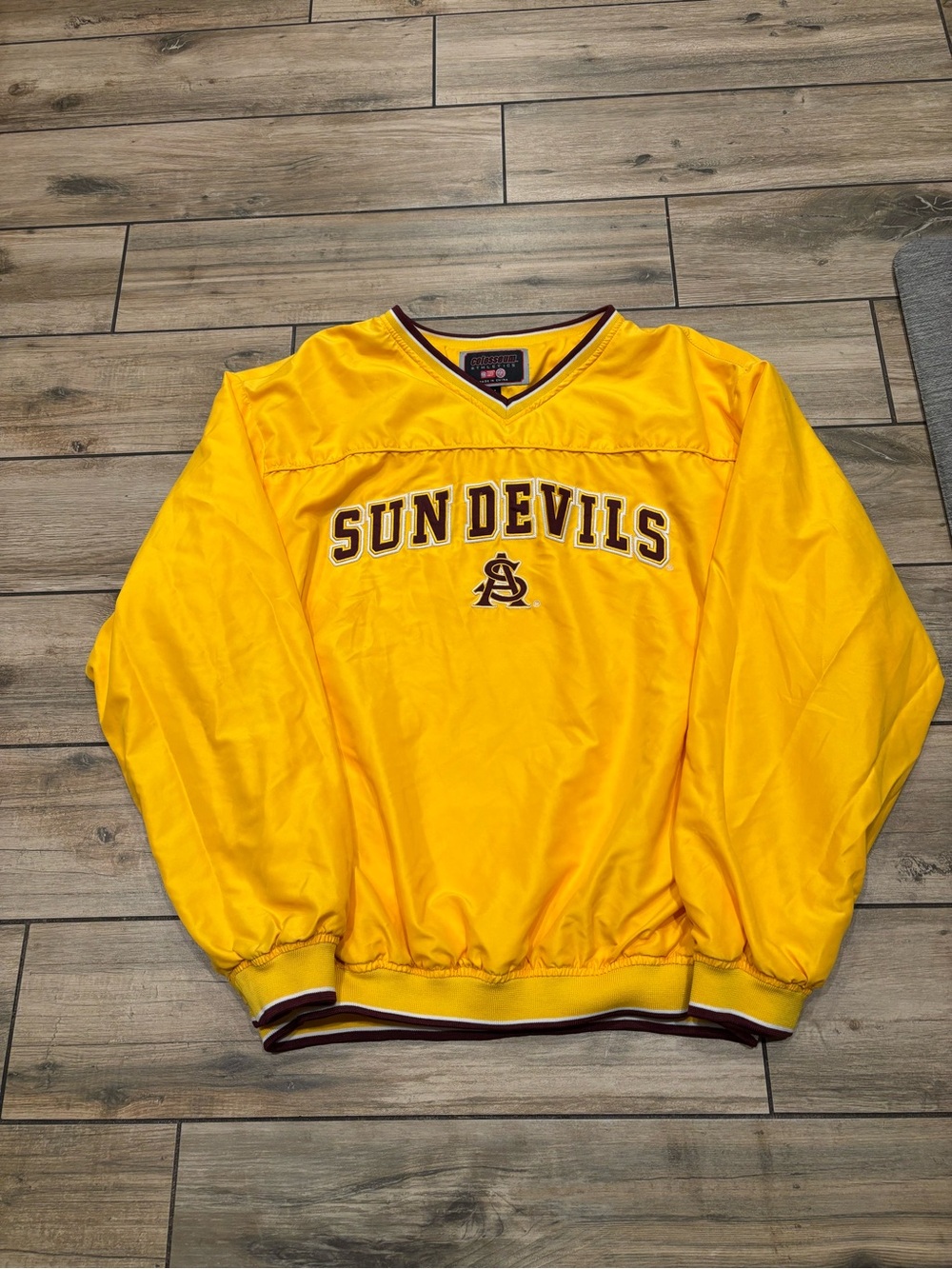 Colosseum Arizona State Sun Devils V Neck Pullover Windbreaker Jacket Gold L